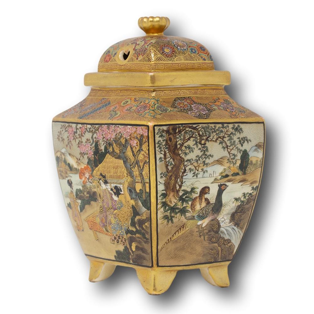 Hand-Crafted Antique Japanese Meiji Period Satsuma Koro Kizan