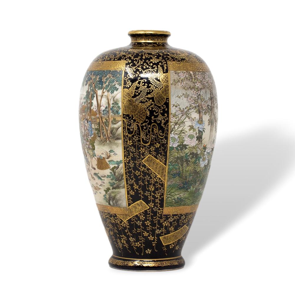 Hand-Crafted Antique Japanese Meiji Period Satsuma Vase by Hozan
