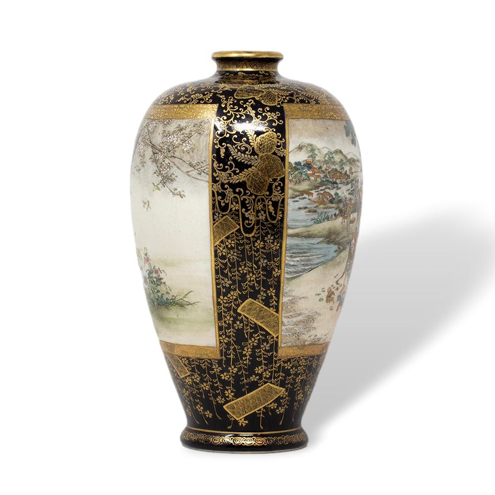 19th Century Antique Japanese Meiji Period Satsuma Vase by Hozan