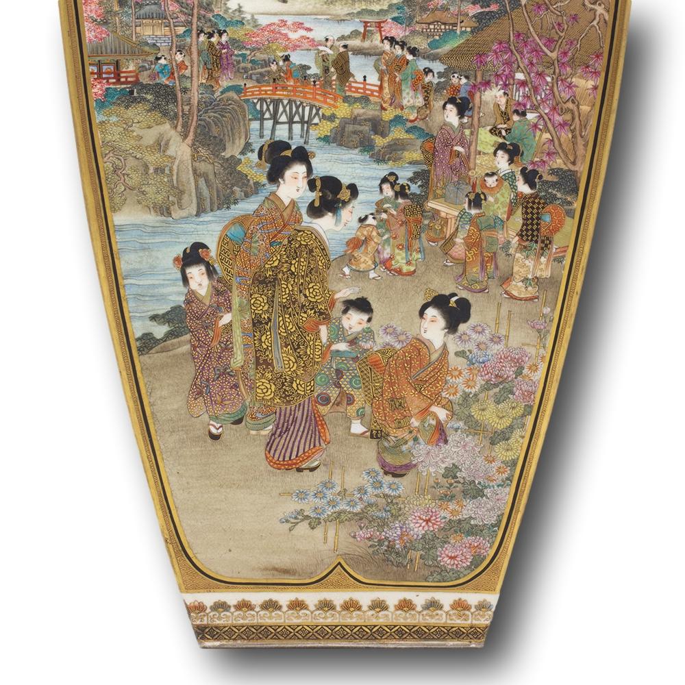Antique Japanese Meiji Period Satsuma Vase by Okamoto Ryozan for Yasuda Company For Sale 6