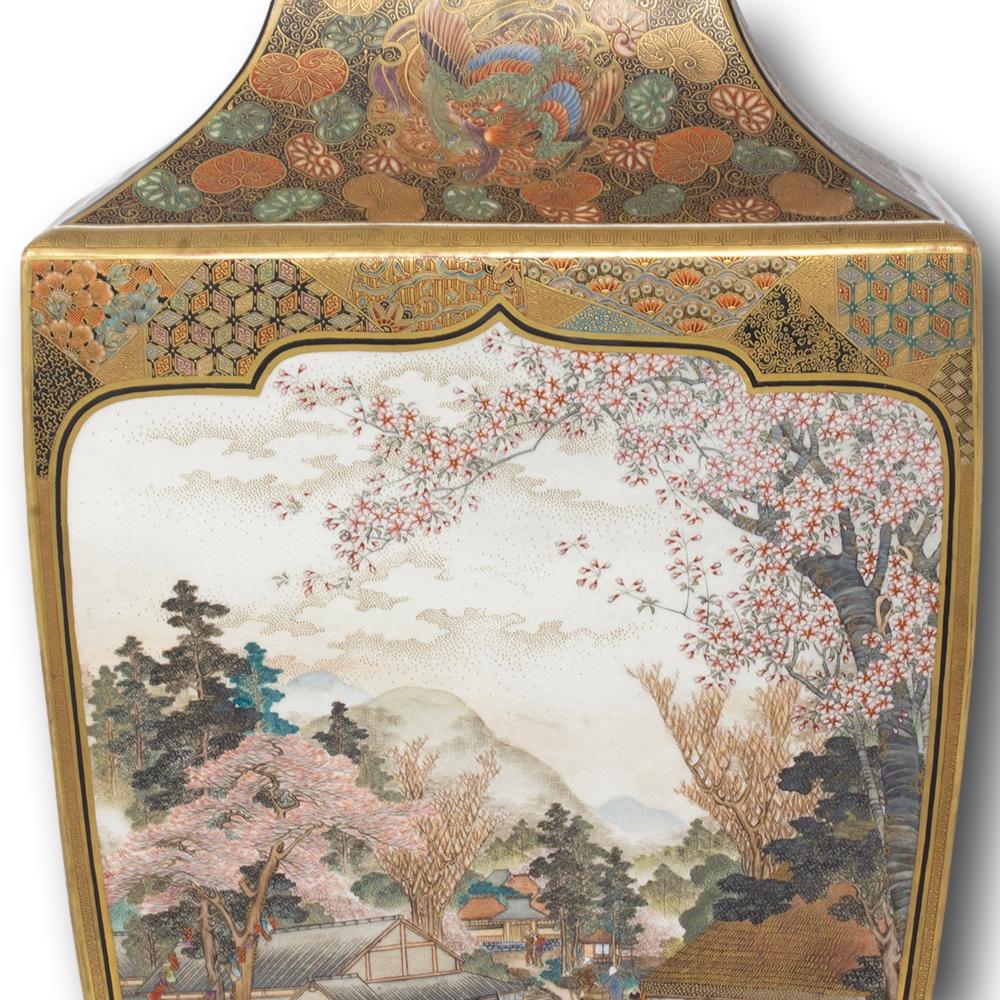 Antique Japanese Meiji Period Satsuma Vase by Okamoto Ryozan for Yasuda Company For Sale 1
