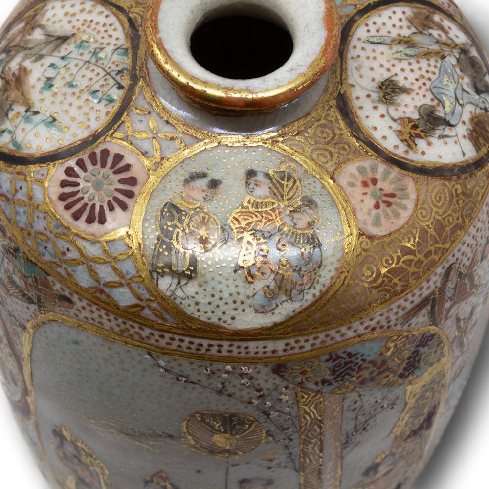 Antique Japanese Meiji Period Satsuma Vase by Ryozan 11