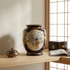 Vase japonais ancien de style Satsuma datant de l'époque Meiji, signé Ryuun Fuzan