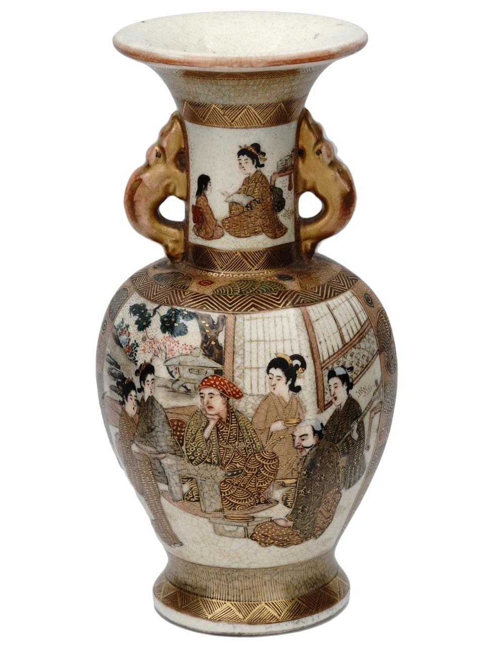 Japanese Antique JAPANESE MEIJI Period SATSUMA Vase For Sale