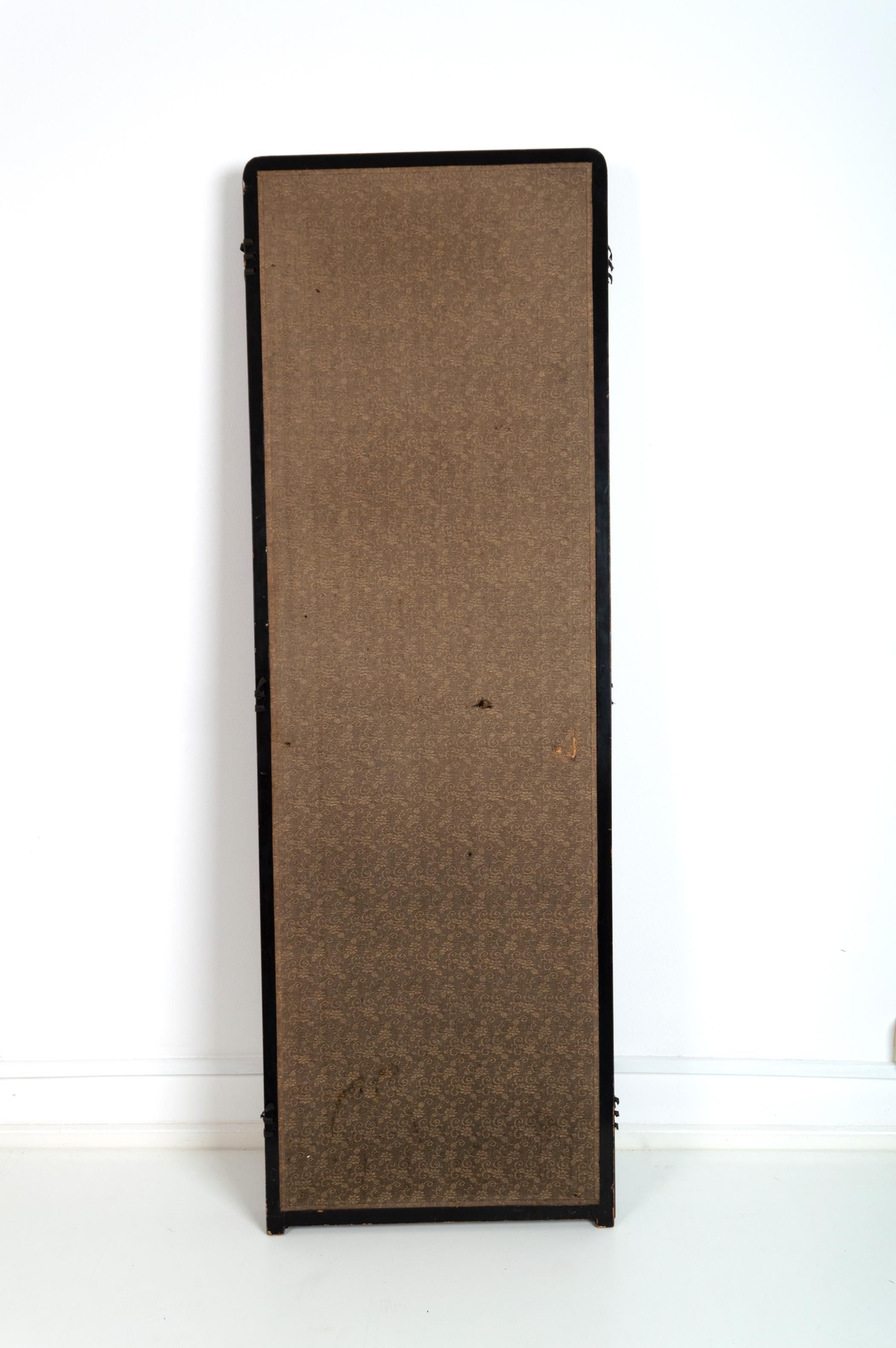 Antique Japanese Meiji Period Silk Embroidered Screen Room Divider Byobu C.1900 For Sale 7