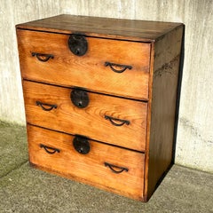 Antique Japanese Meiji Period Sugi Ishō-dansu Tansu Chest Storage Cabinet 28"H
