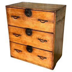 Antique Japanese Meiji Period Sugi Ishō-dansu Tansu Chest Storage Cabinet 28"H