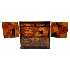 Antique Japanese Meiji Period Table Jewellery Collectors Cabinet