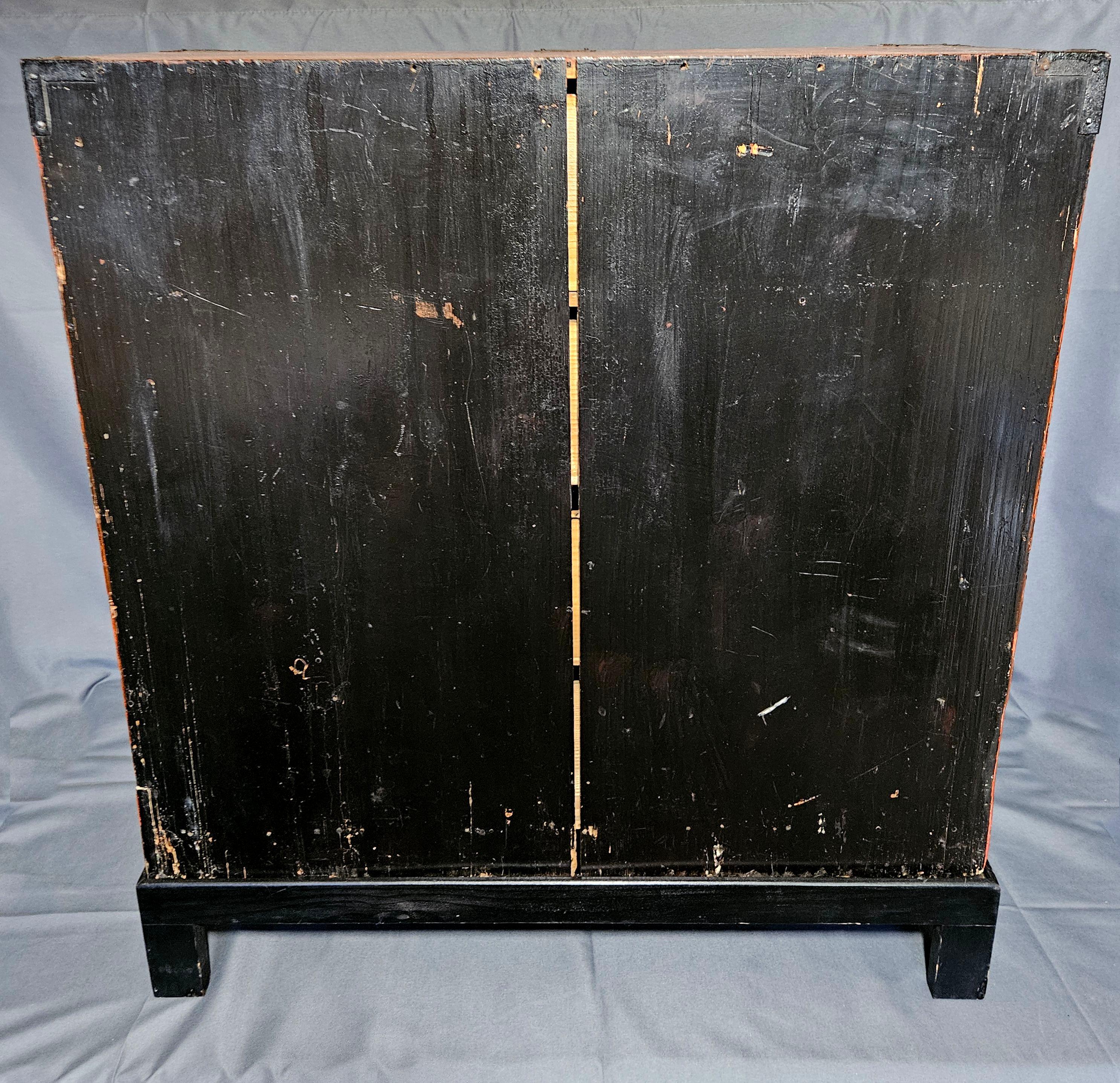 Antique Japanese Meiji Period Tansu Chest on Fitted Wood Stand For Sale 2