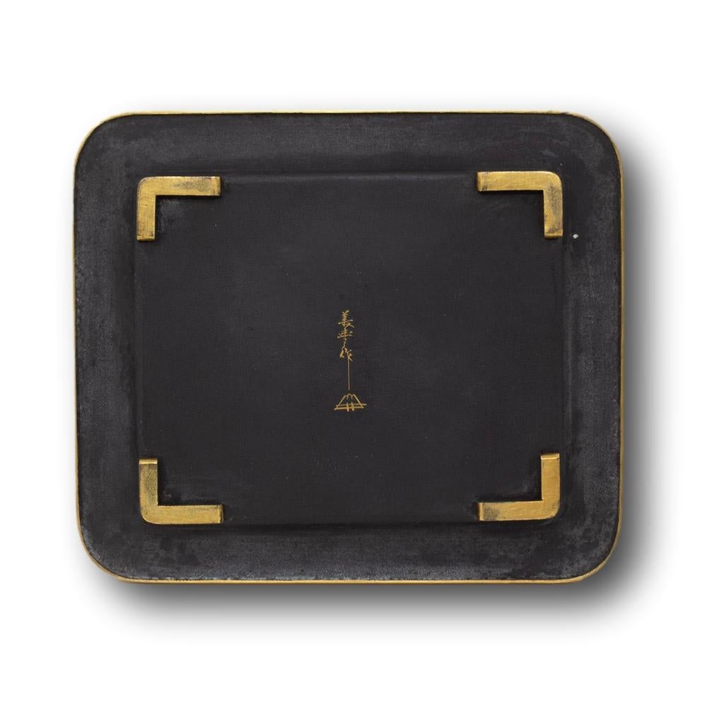 Antique Japanese Meiji Period Tsuba Decorated Box and Dish by Fujii Yoshitoyo For Sale 13