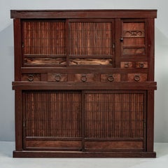 Antique Japanese Meiji Period Two Piece Tansu Chest (Goshu Mizuya)