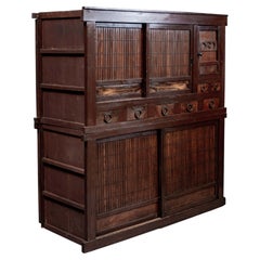 Antique Japanese Meiji Period Two Piece Tansu Chest (Goshu Mizuya)