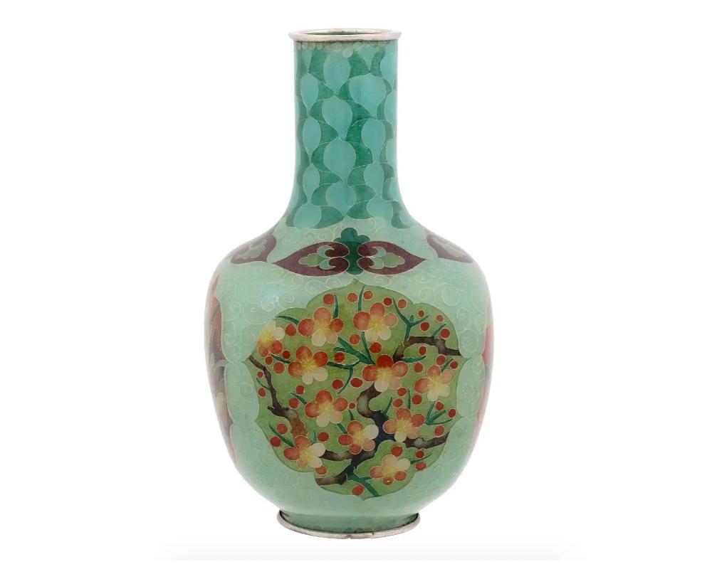 Cloissoné Antique Japanese Meiji Plique a Jour Cloisonne Enamel Vase, Attributed to Ando