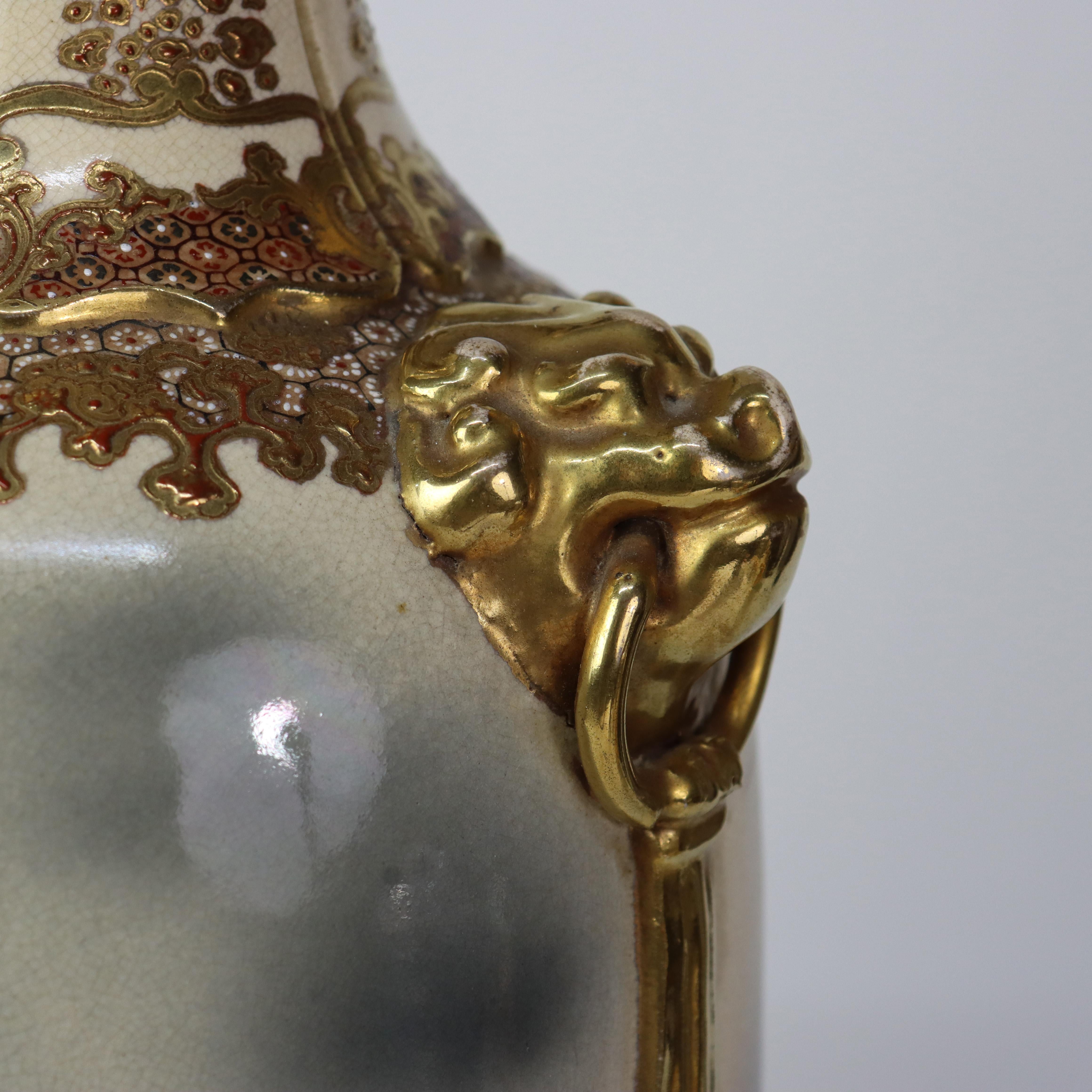 Antico vaso giapponese Meiji Satsuma in ceramica dorata C1900 in vendita 3