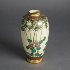 Antique Japanese Meiji Satsuma Hand Painted & Gilt Porcelain Vase C1910