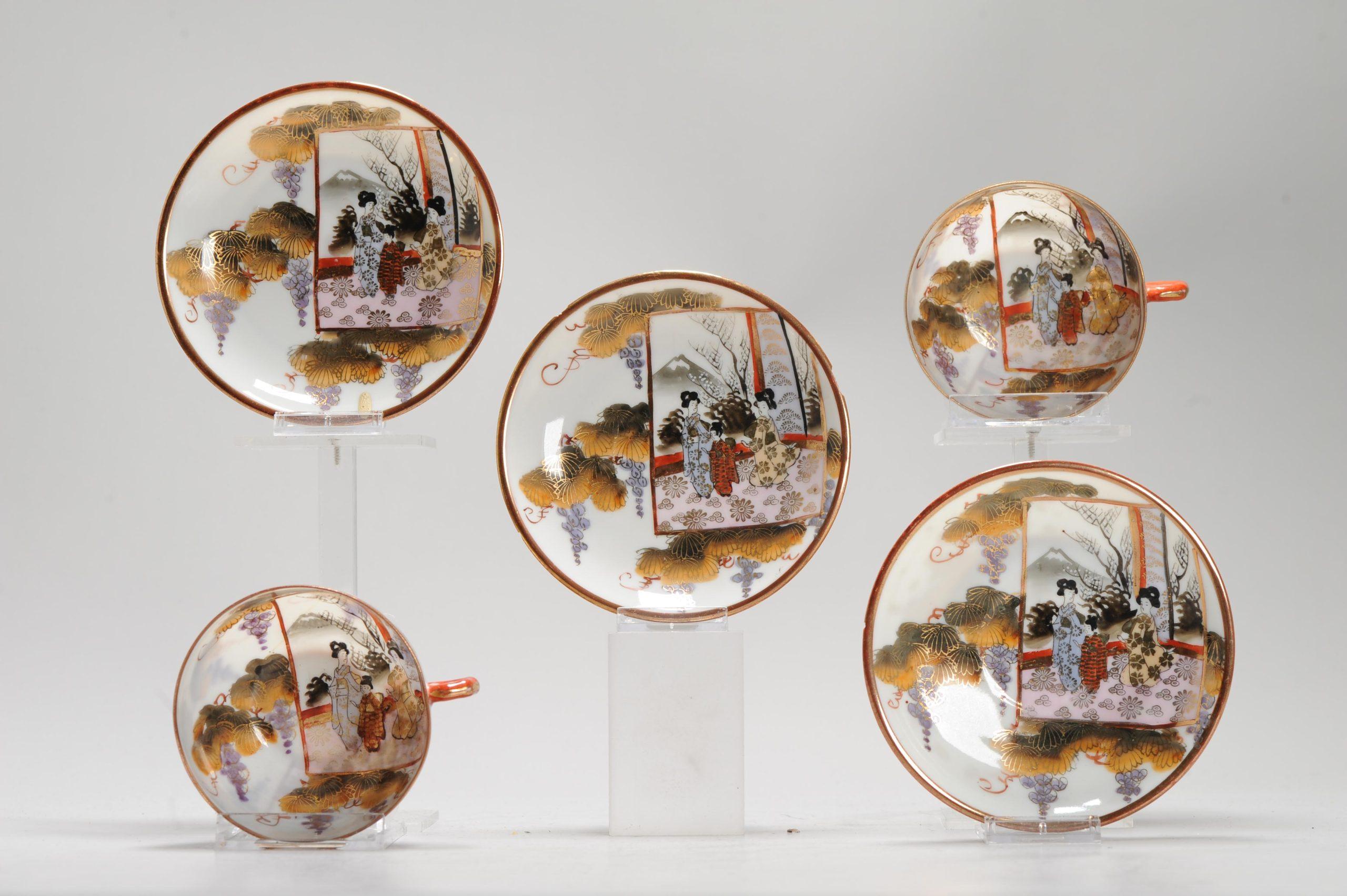 Antiguo Juego de Tazas o Tazones de Té Japonés Periodo Meiji/Showa Porcelana Cáscara de Huevo en Bueno estado para la venta en Amsterdam, Noord Holland