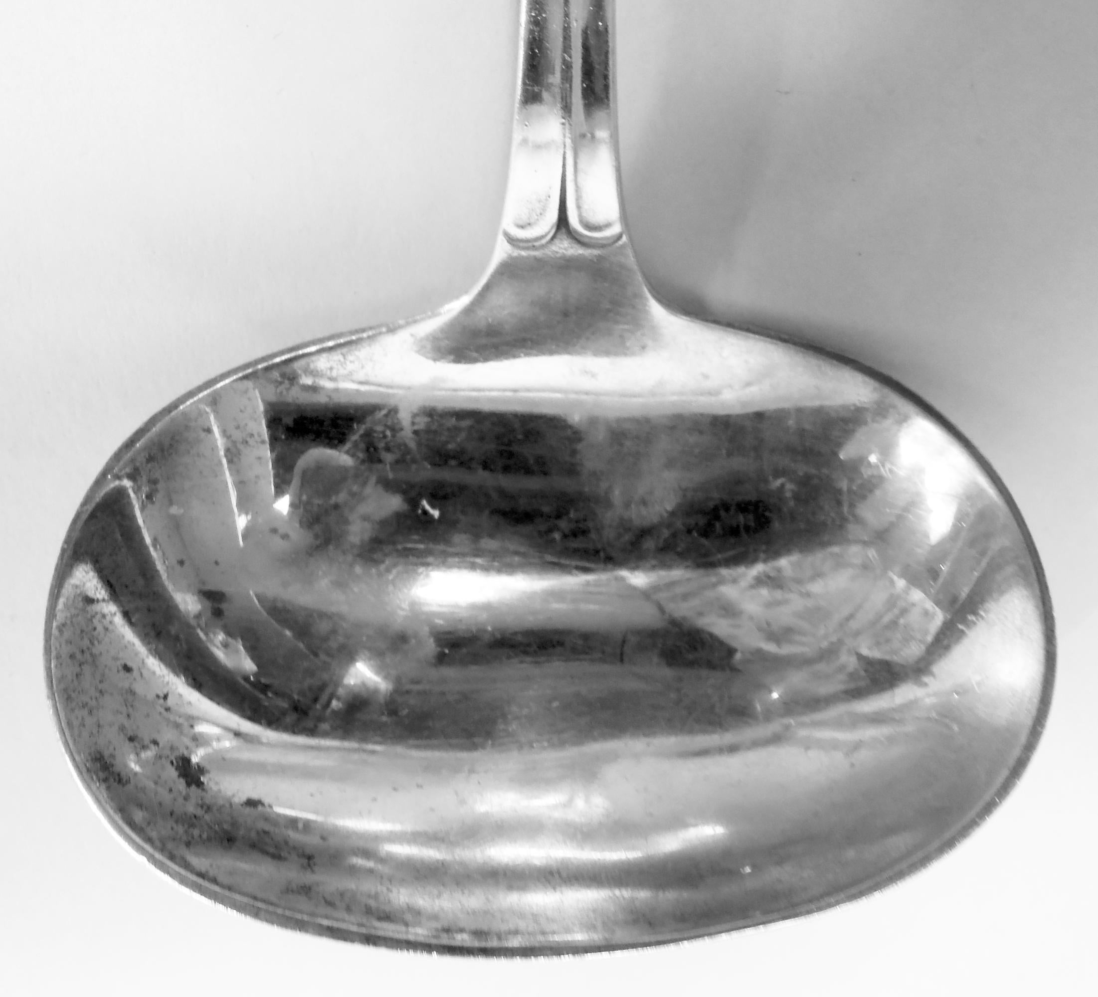 XX secolo Antico mestolo da salsa giapponese Meiji in argento con rami in fiore in vendita