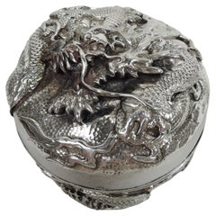 Antique Japanese Meiji Silver Dragon Box