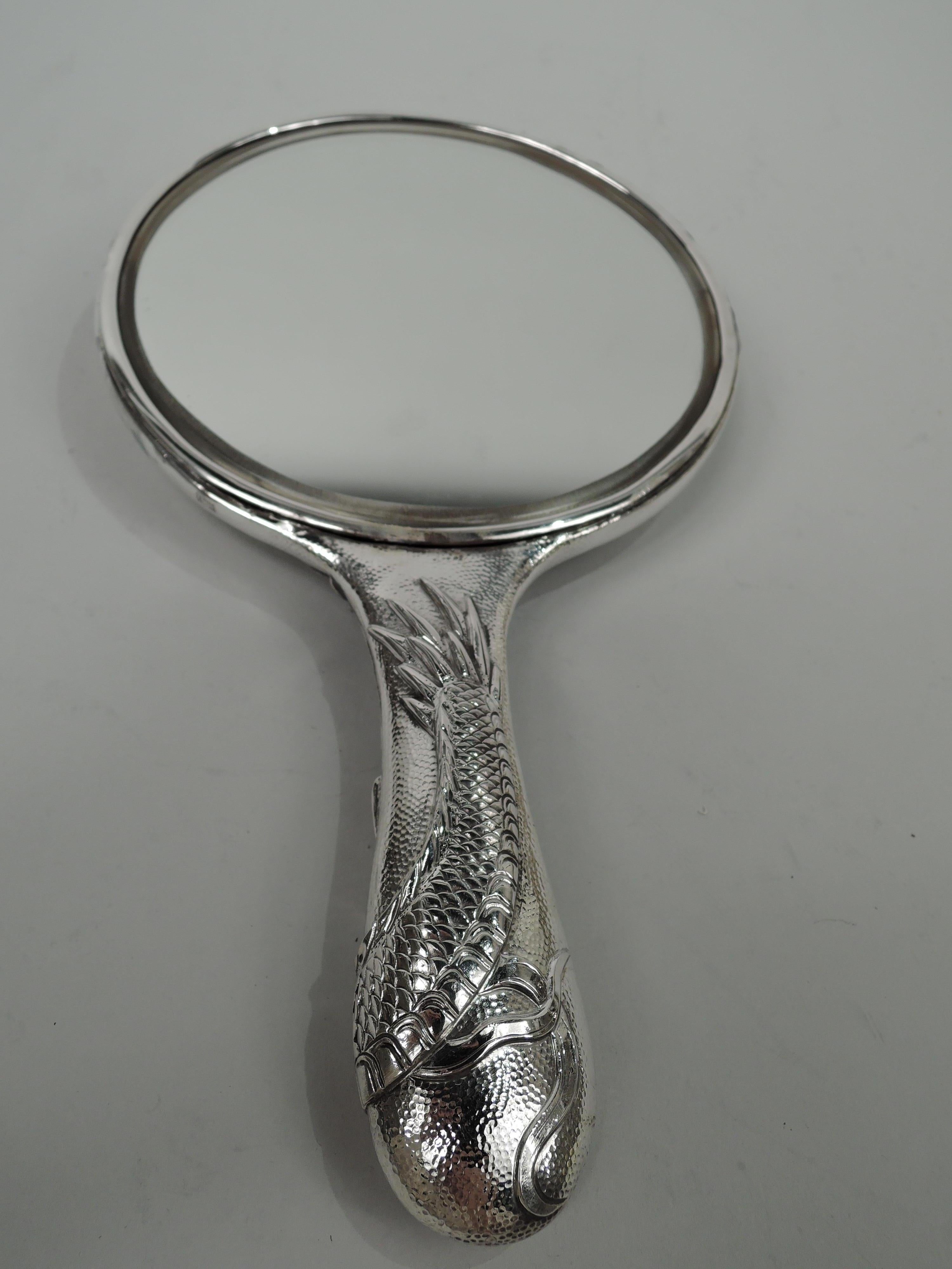 Antikes japanisches Meiji-Silber-Schminktischset mit Drachen Damen