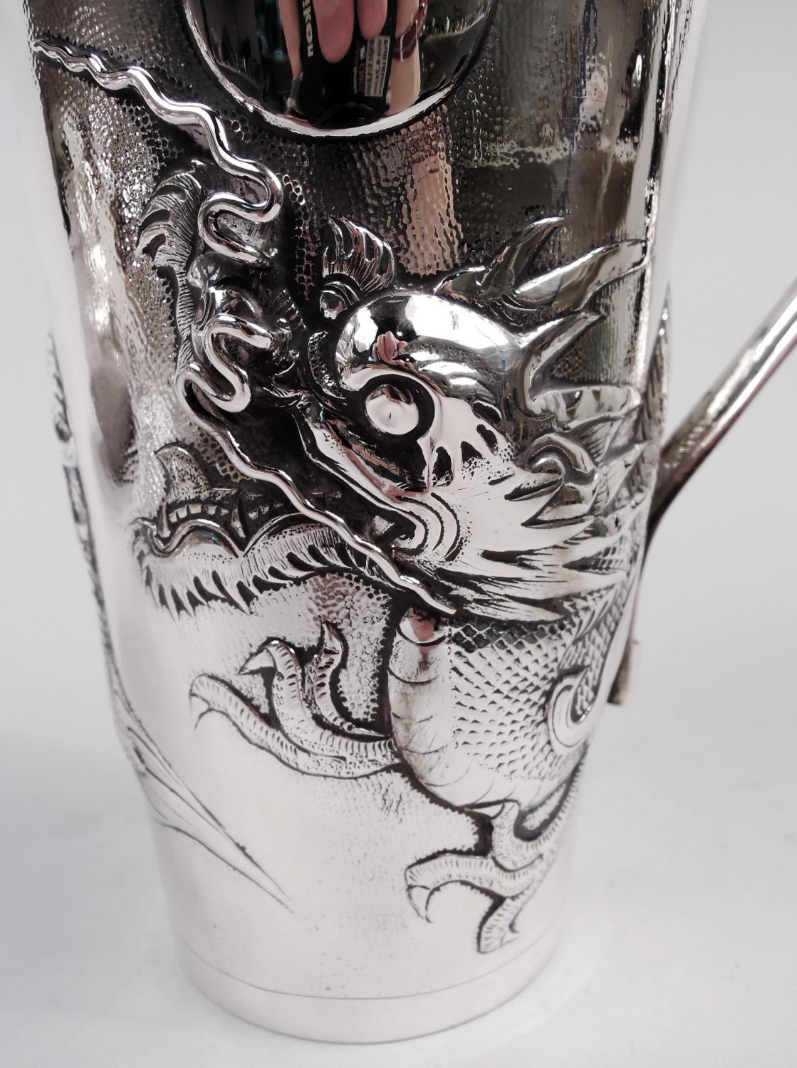 Antique Chinese Export Silver Firewater Dragon Cocktail Shaker For Sale 4