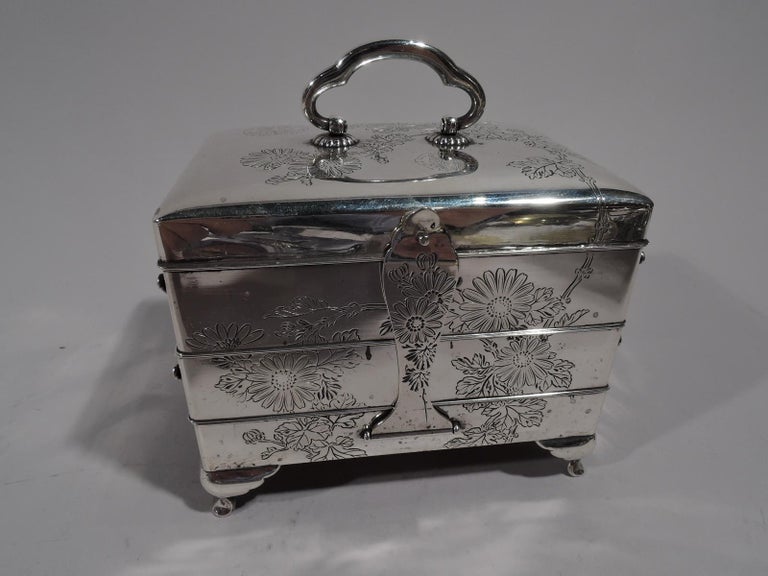 Antique Japanese Meiji Silver Jewelry Box For Sale at 1stDibs
