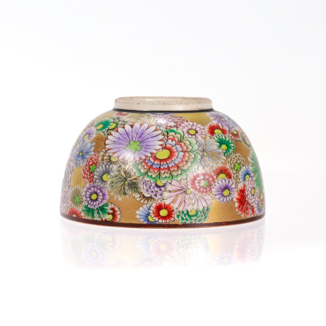 Antique Japanese Meiji/Taisho Shuzan Satsuma Porcelain Floral Tea Cup or Chawan For Sale 6