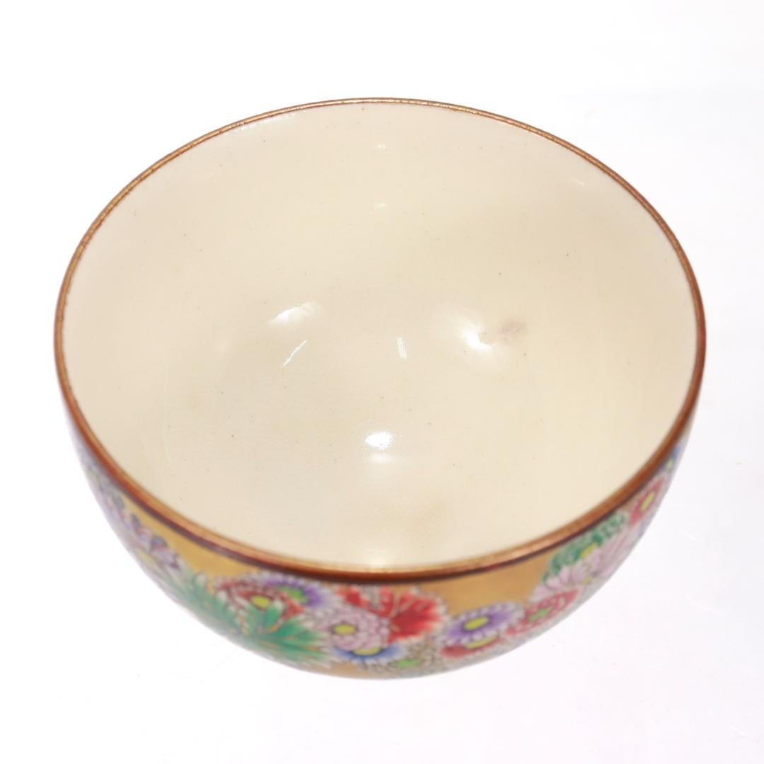 Antique Japanese Meiji/Taisho Shuzan Satsuma Porcelain Floral Tea Cup or Chawan For Sale 8