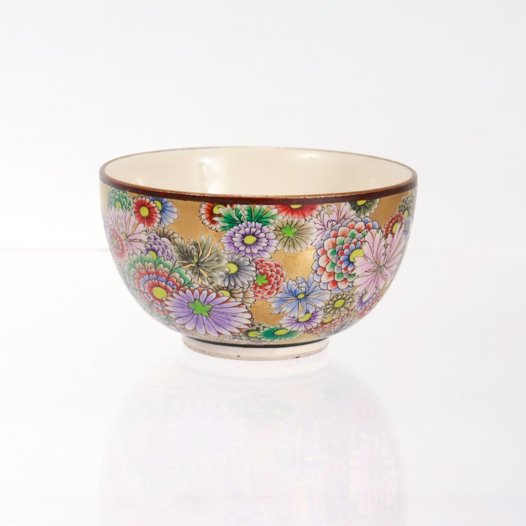 Antique Japanese Meiji/Taisho Shuzan Satsuma Porcelain Floral Tea Cup or Chawan For Sale 3