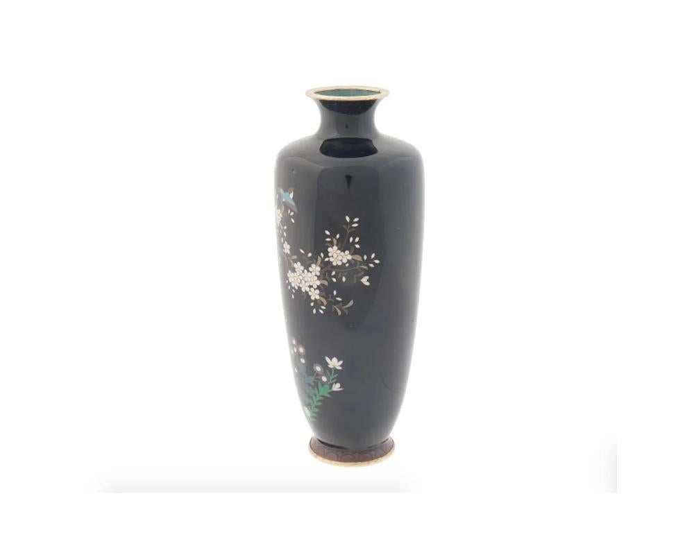 Antique Japanese Meiji Tree Cloisonne Enamel Vase In Good Condition In New York, NY