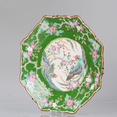 Antique Japanese Meiji Yamatoku Porcelain Colorfull Enamels Birds Plate