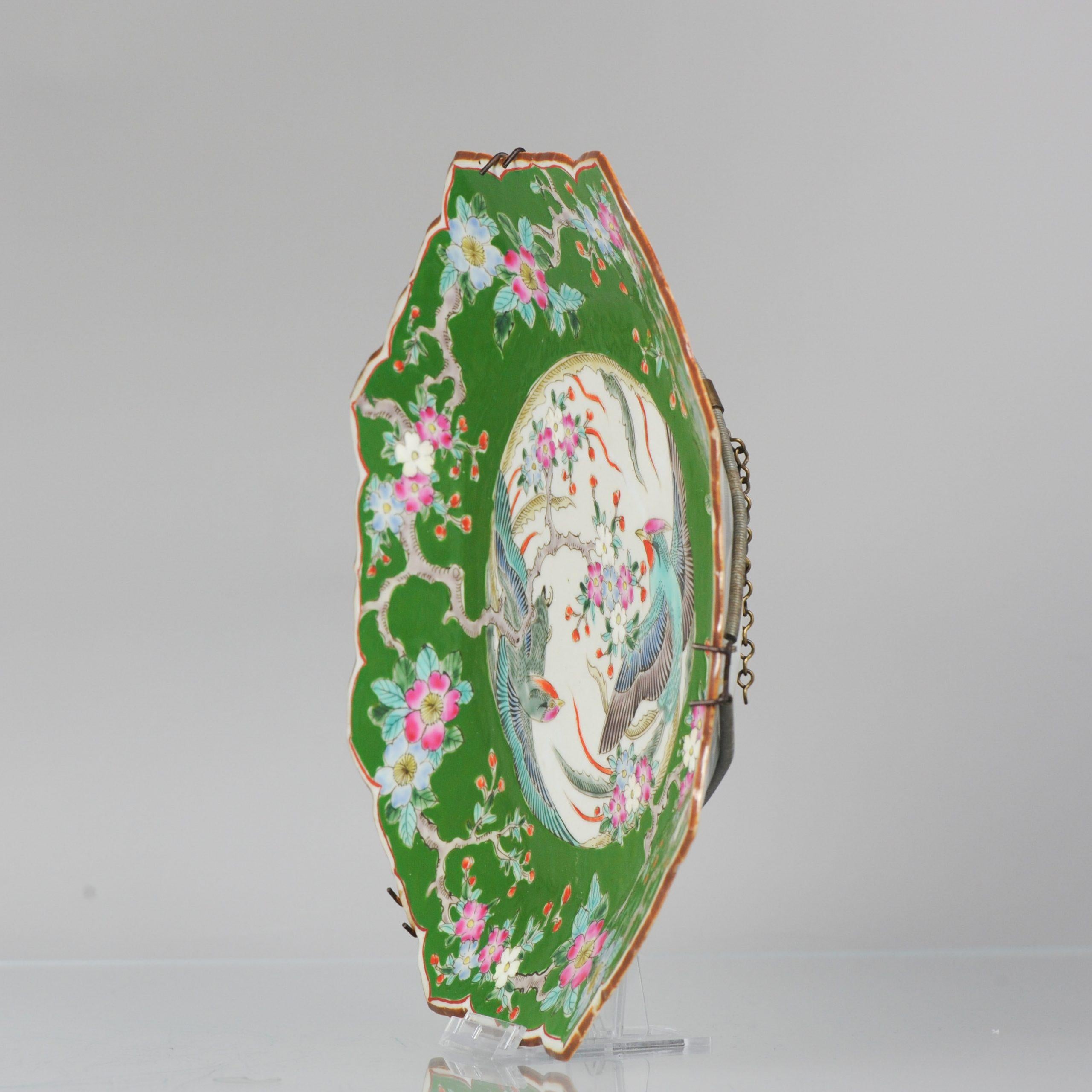 19th Century Antique Japanese Meiji Yamatoku Porcelain Colorfull Enamels Birds Plate For Sale