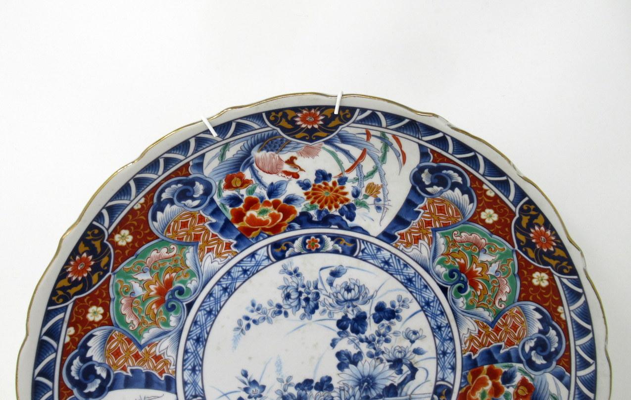 Antique Japanese Meji Hand Painted Imari Dish Centerpiece Wall Plate Cobalt Blue 1