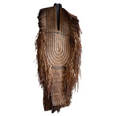 Antique Japanese Mino straw cape made of rice straws, mingei wabi sabi art piece