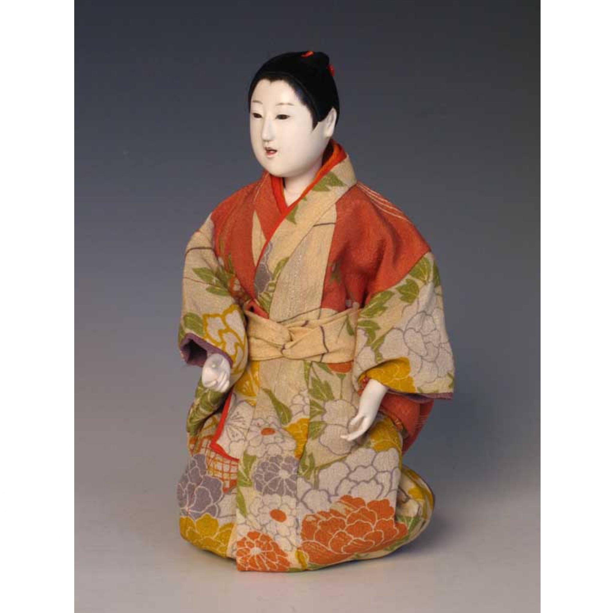 Hand-Crafted Antique Japanese Mitsuore Ningyo of a Girl For Sale