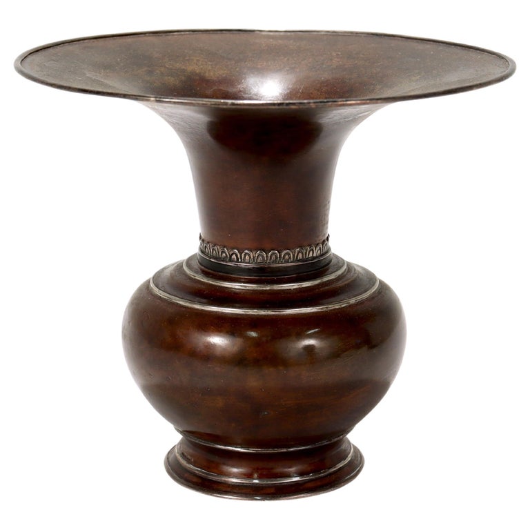 Antique Japanese Mixed Metals Copper and Silver Usubata Ikebana Flower