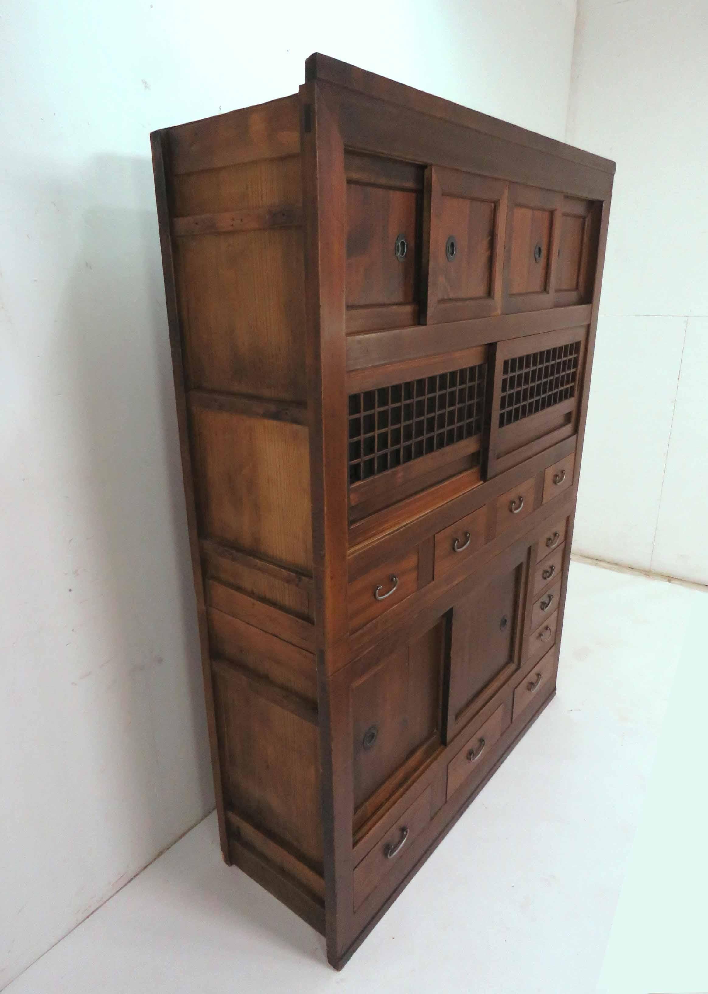 Meiji Antique Japanese Mizuya Kitchen Tansu