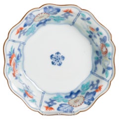 Antiguo cuenco japonés Nagawara Kakiemon con flores turquesas Shibata, 1670-1700