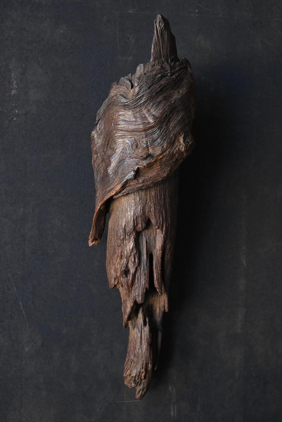 Antique Japanese natural wood vase/Early 20th century/Wall-hanging vase/ 3