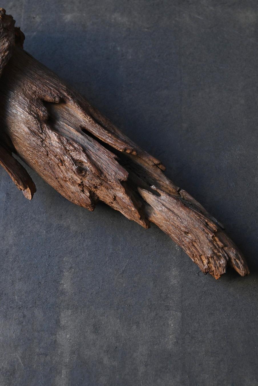 Antique Japanese natural wood vase/Early 20th century/Wall-hanging vase/ 5