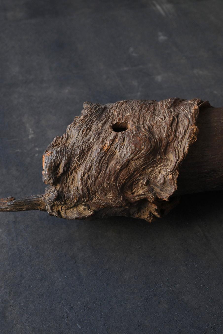 Antique Japanese natural wood vase/Early 20th century/Wall-hanging vase/ 8