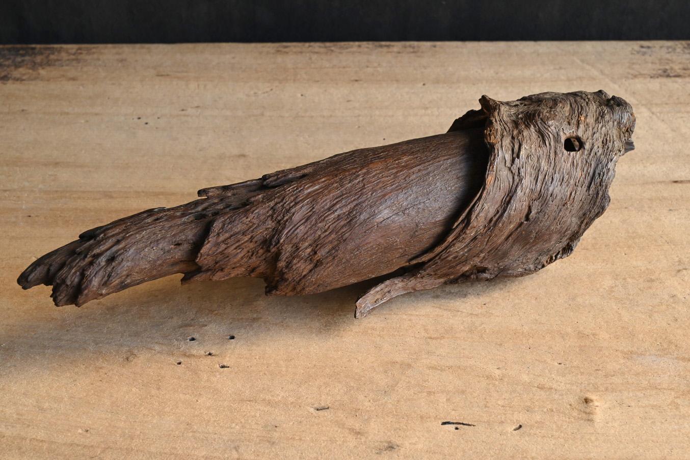 Wood Antique Japanese natural wood vase/Early 20th century/Wall-hanging vase/