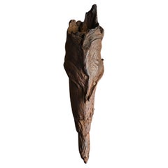 Antique Japanese natural wood vase/Early 20th century/Wall-hanging vase/