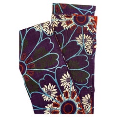 Vintage Japanese Navy Blue Flower Silk Half Belt 'Hanhaba obi' 1970s