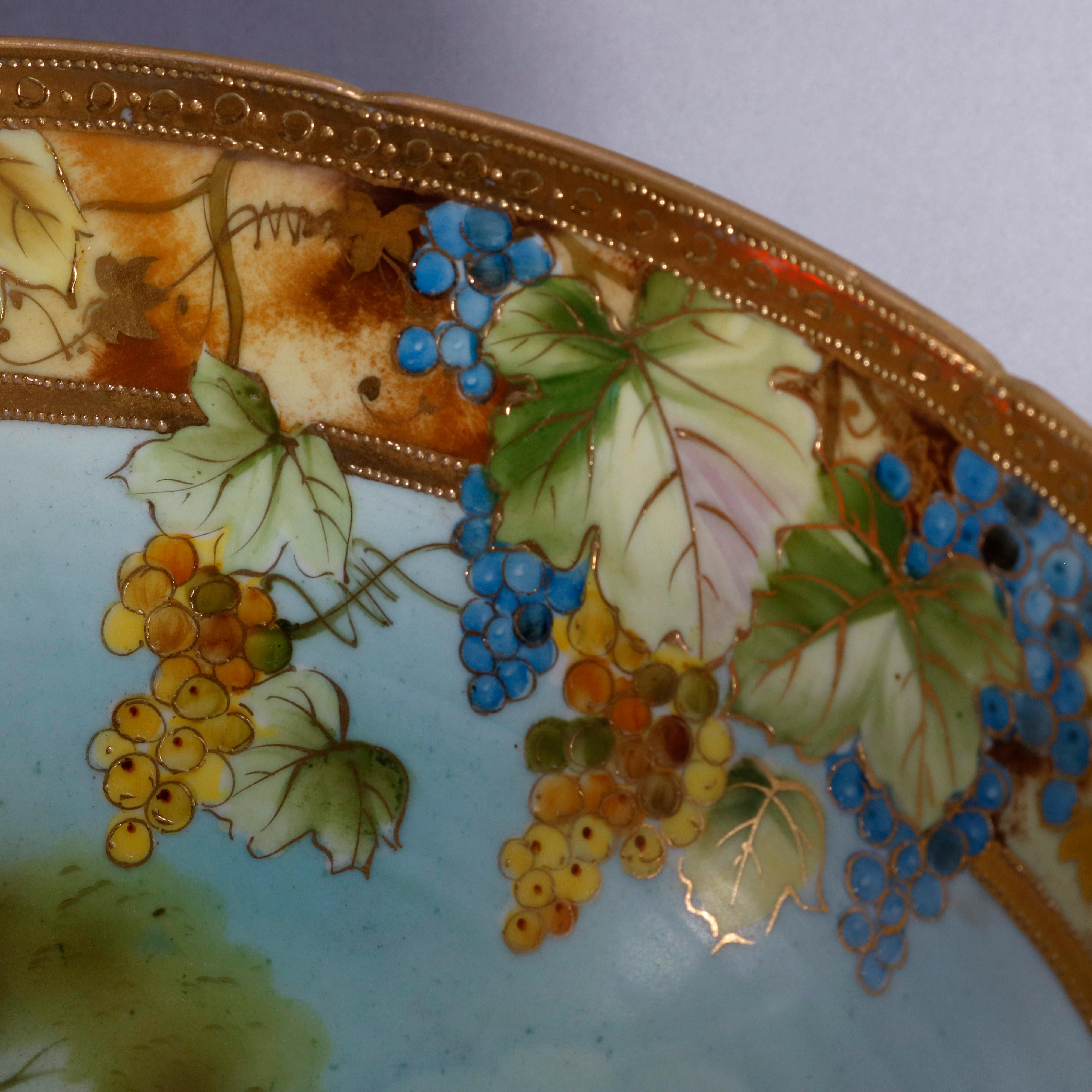 Japanese Nippon Hand Painted and Gilt Seascape Porcelain Punch Bowl, circa 1920 In Good Condition In Big Flats, NY