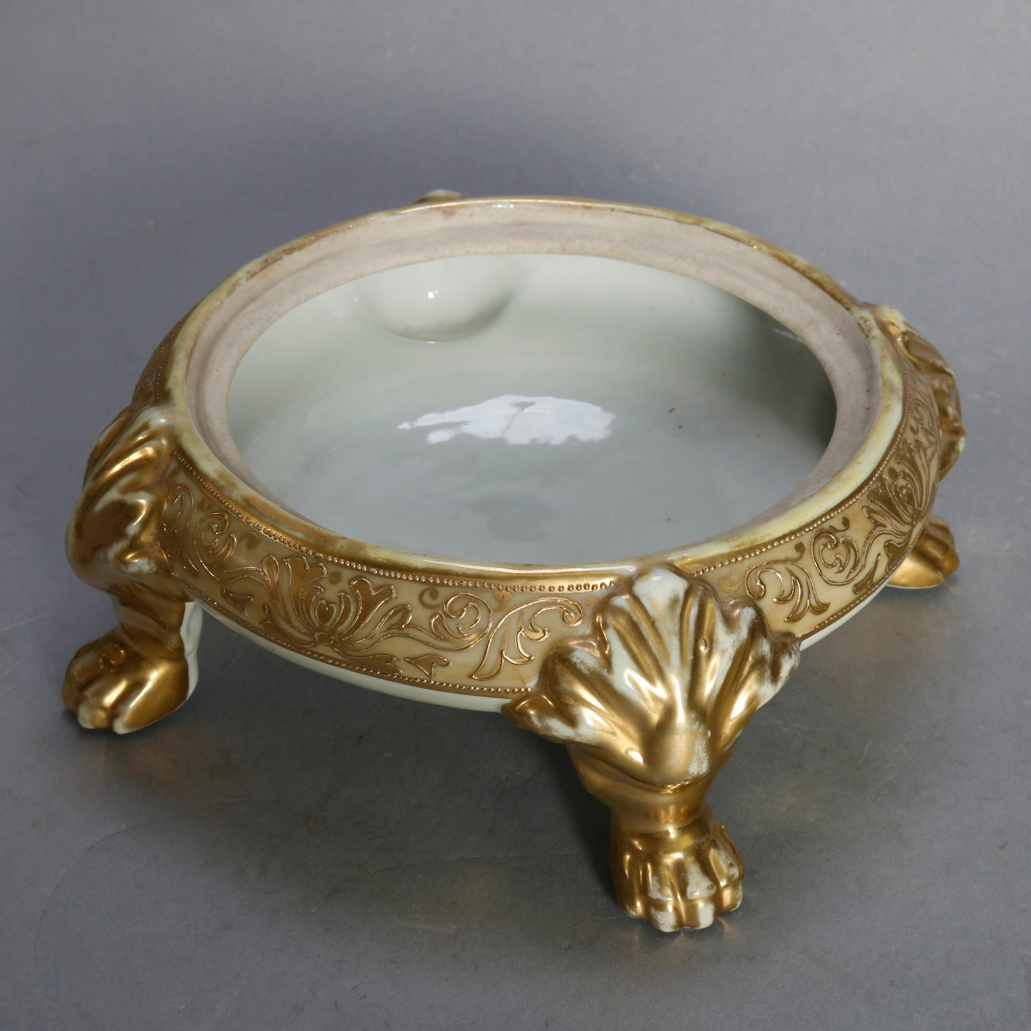 20th Century Japanese Nippon Hand Painted and Gilt Seascape Porcelain Punch Bowl, circa 1920