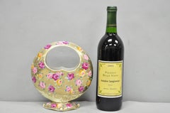 Antique Japanese Nippon Hand Painted Porcelain Gold Gilt Handle Moon Basket Vase