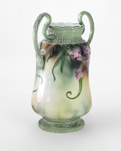 Antique Japanese Nippon Moriage Porcelain Vase Signed C1920