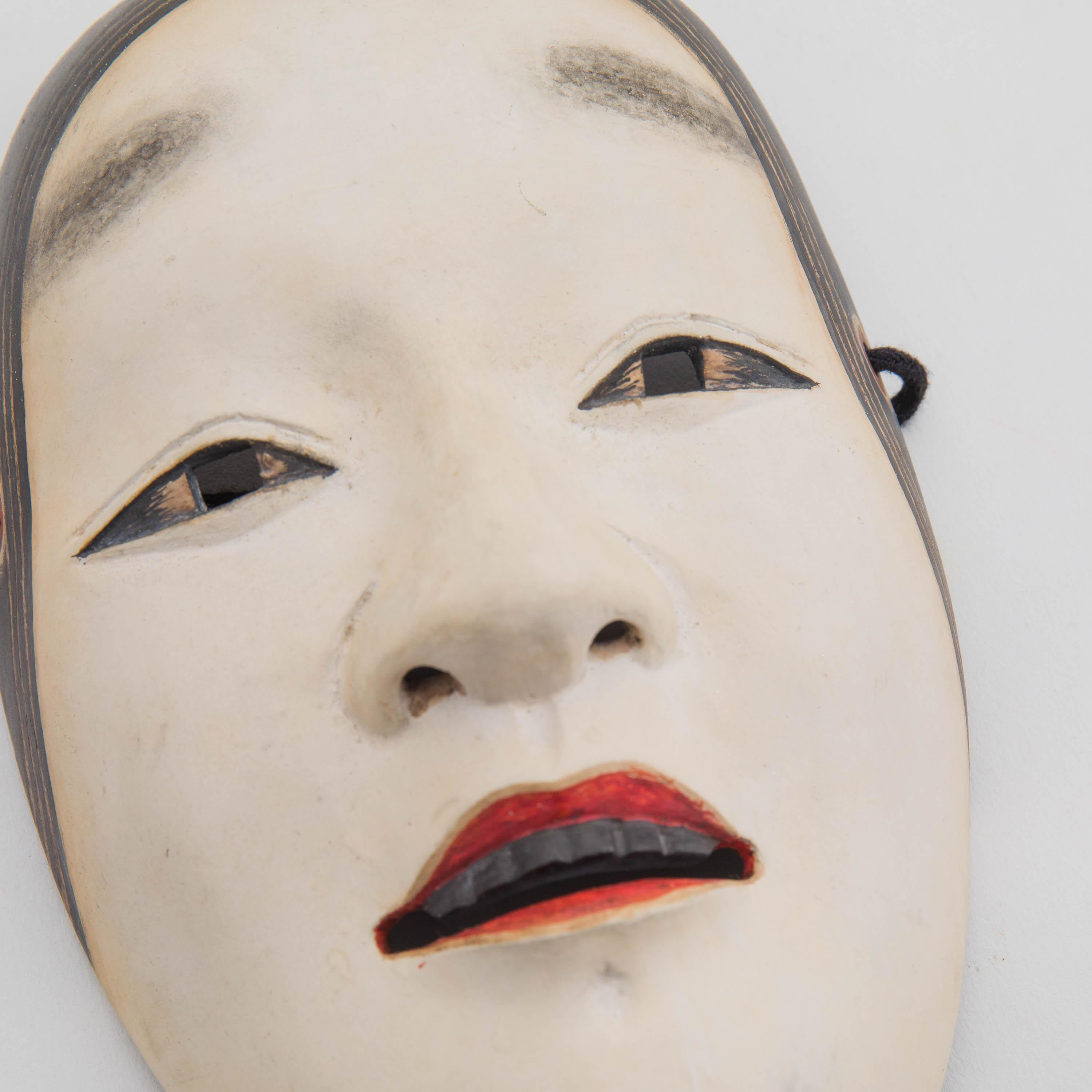 Hand-Carved Antique Japanese Noh Mask 'Noh Men', Taisho Period Circa 1920