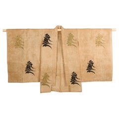 Antique Japanese Noh Outer Cloak Chōken with Stencil Decoration
