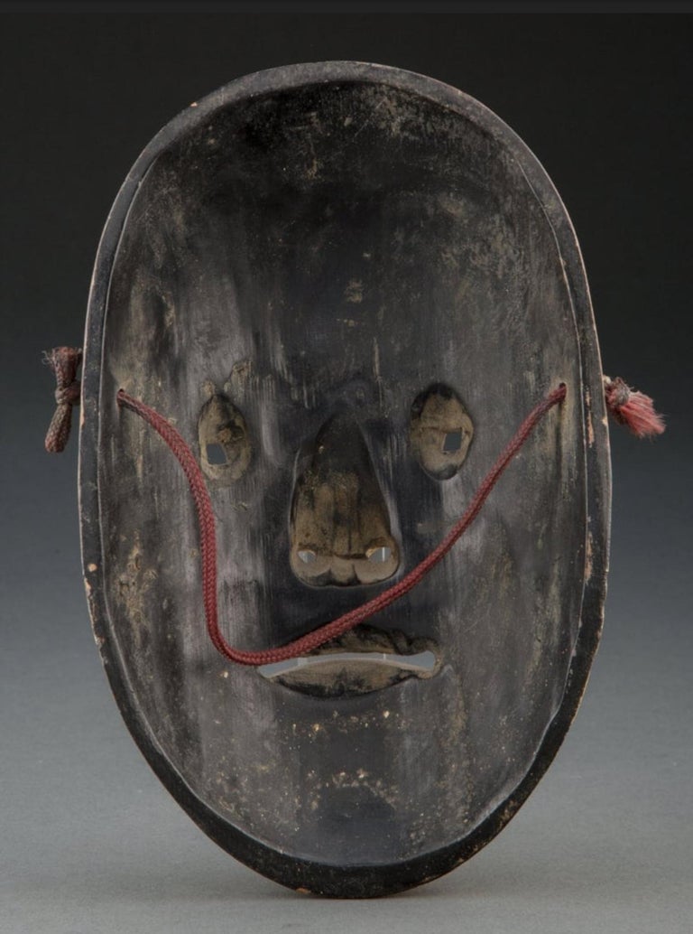 Masque De Théâtre Noh Japonais Ancien - Sculpté En Bois - Période 1920 - Kabuto